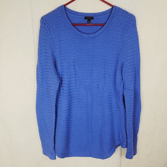 Talbots lambs wool blue basketweave sweater Size medium Minimal Cozycore - Picture 2 of 7
